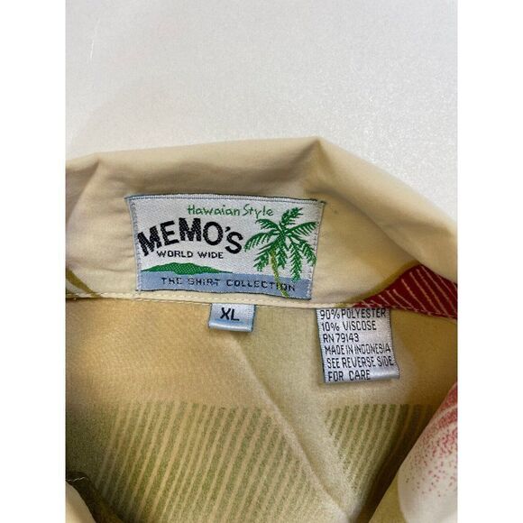 VINTAGE Memo's World Wide Hawaiian Style Indian All Over Print Shirt Men XL - Picture 6 of 7